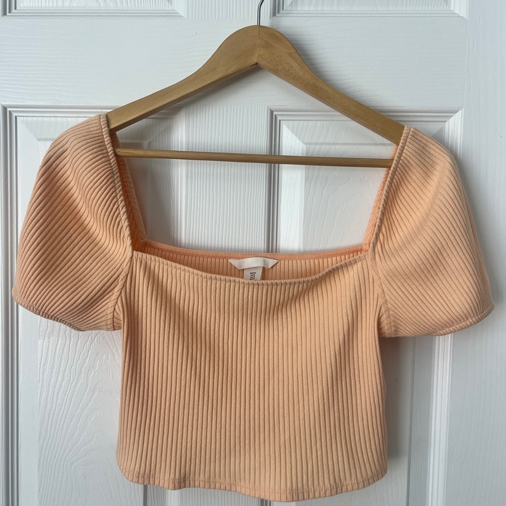 H&M Light Coral Ribbed Crop Top